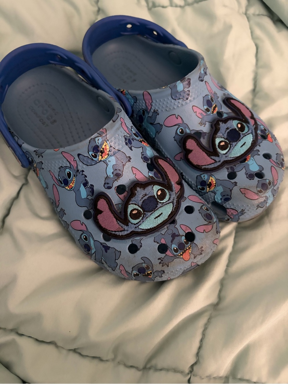 CROCS Kids Light Blue Stitch-Print Clog Sandals